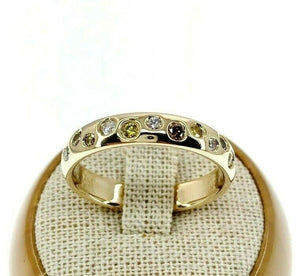 0.98 Carats t.w. Fine Jewelry Fancy Color and White Diamond Bezel Ring 14K Gold
