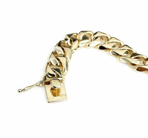 Mens Solid 14K Gold Link Bracelet 56 Grams 7.75 Inch Length 0.50 Inch Width