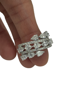Pear Brilliants Diamond Ring 3.47 Carats White Gold Size 6.5