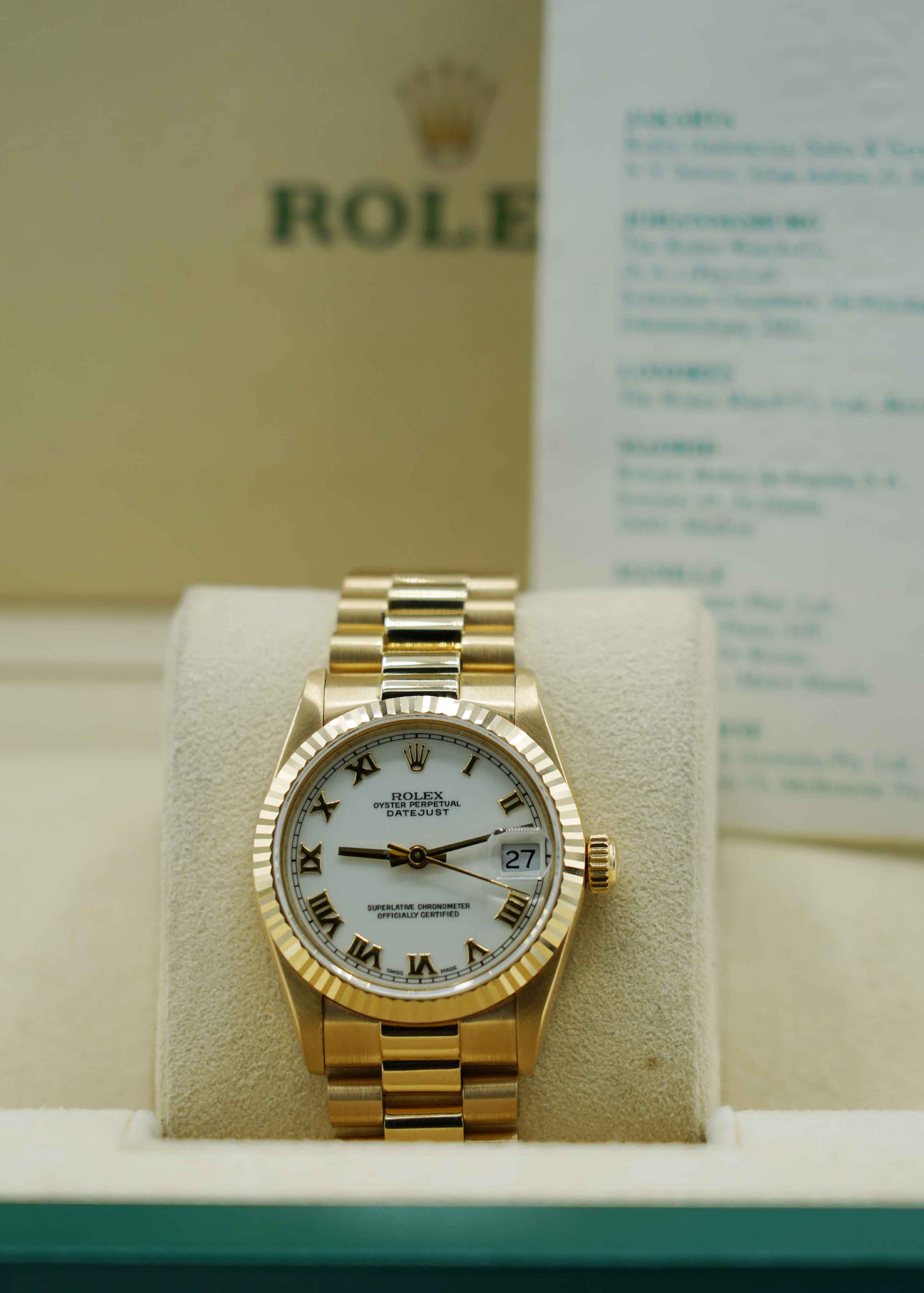 Rolex President Datejust 26MM 18 Karat Yellow Gold Watch 68278