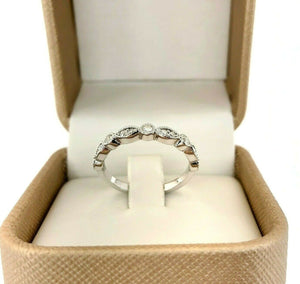 0.18 Carats t.w. Diamond Stack Ring/Wedding Band 14K White Gold Round Diamonds
