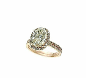 2.24 Carats t.w. Oval Cut Diamond Halo Engagement Ring EGL USA Cert 14k RoseGold