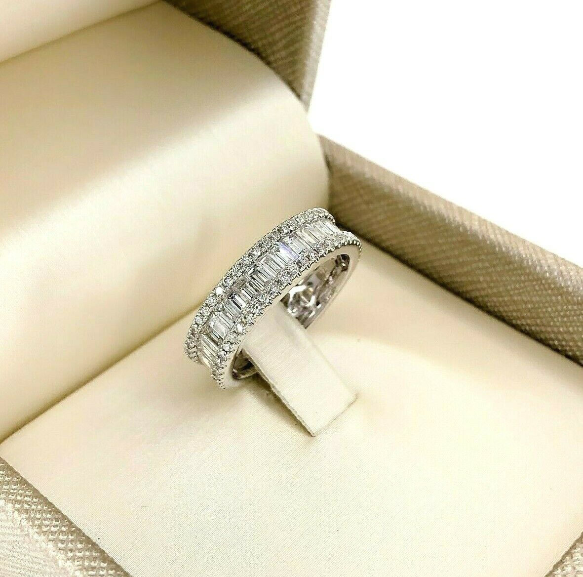 2.38 Carats Round & Baguette Diamond Anniversary Eternity Ring Wedding Band