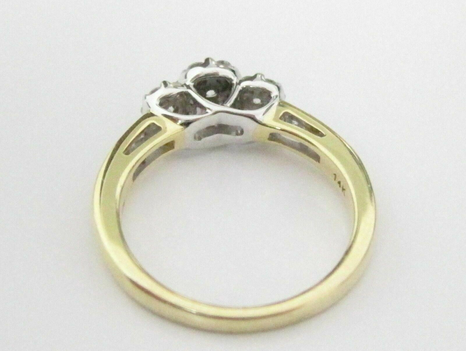 .50 TCW Round Brilliants 3 Flowers Cluster Diamond Ring Size 7 14k Yellow Gold