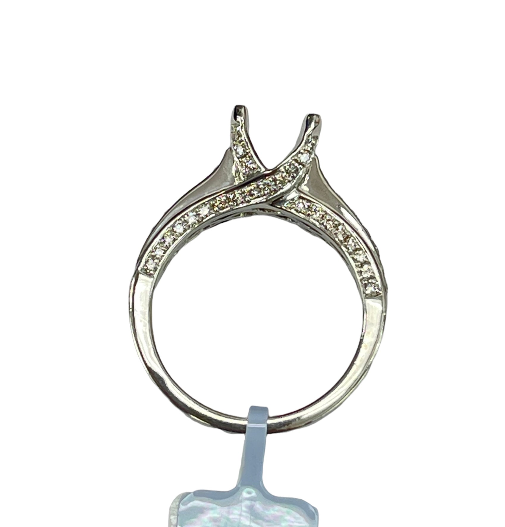4 Prong Semi-Mounting Criss Cross Diamond Ring Platinum