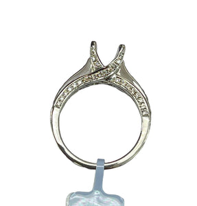 4 Prong Semi-Mounting Criss Cross Diamond Ring Platinum