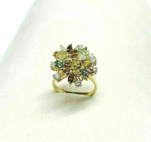 2.70 Carats t.w. Fancy and White Diamond Bouquet Anniversary Cocktail Ring 18K