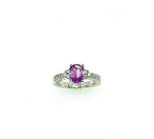1.69 Carats t.w. Diamond and Pink Sapphire Wedding/ Anniversary Ring 18K Gold
