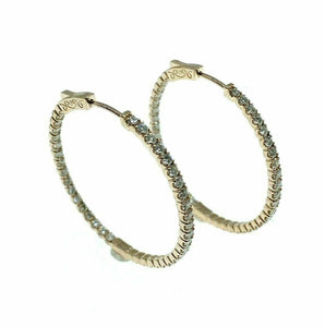 2.70 Carats Diamond Inside Out Hoop Earrings 14K Rose Gold 1.40 Inch Diameter