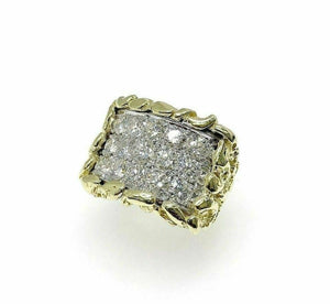 3.75 Carats t.w. Mens Diamond Nugget Ring 18K Two Tone Gold 37 Grams 0.75 x 1.10