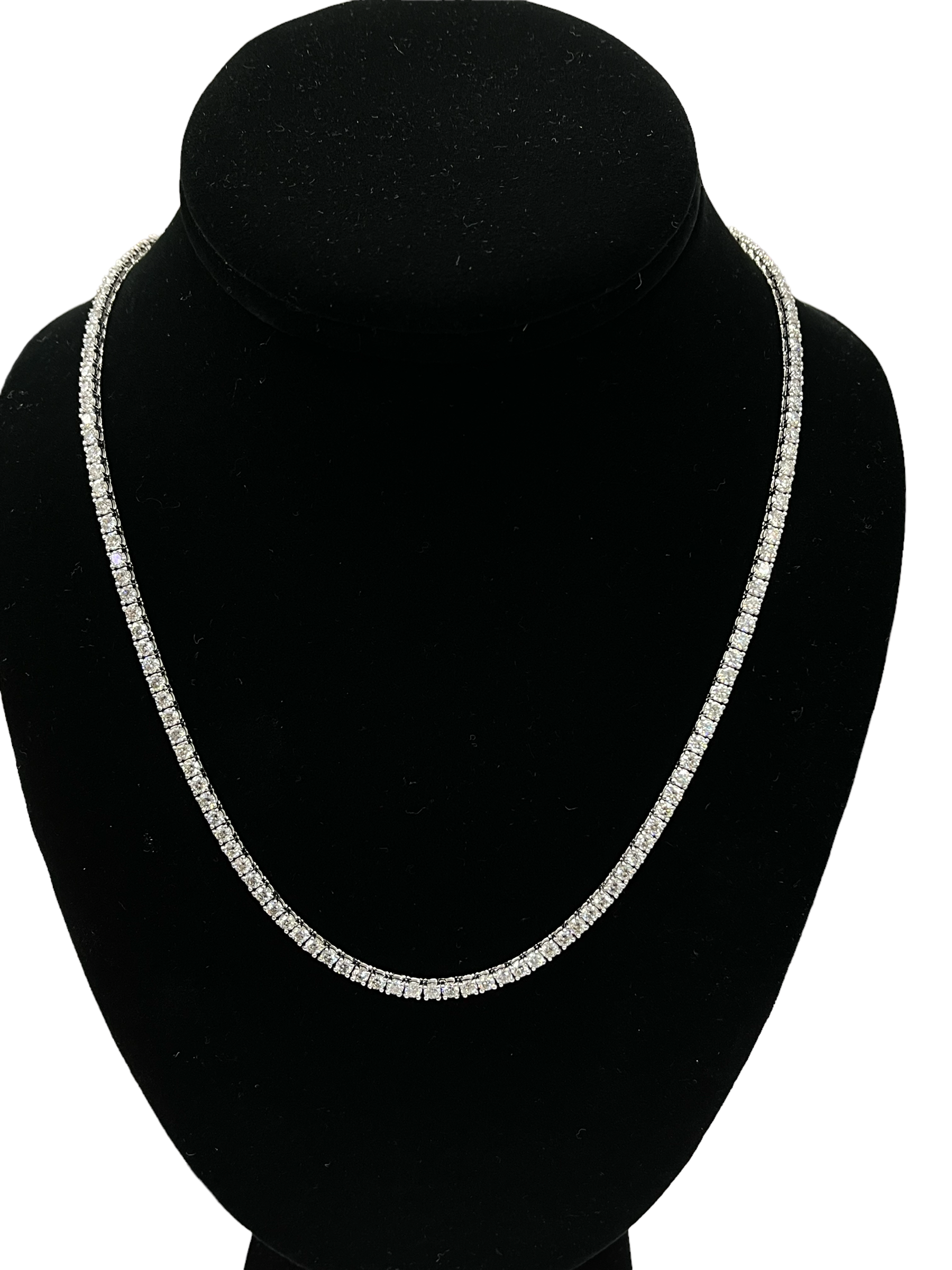 Tennis Diamond Necklace Chain Round Brilliants 12.64 Carats White Gold