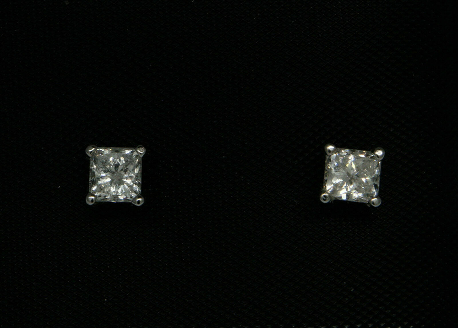.83 TCW Princess Cut Diamond Stud Earrings Push Back G-H SI1-2 14k White Gold