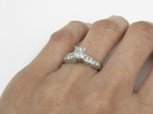 1.56 TCW Princess Cut Diamond Engagement Ring Size 6 H-I SI-2 14k White Gold