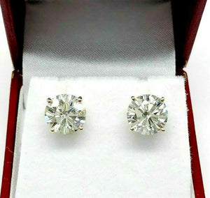 100% Natural Shiny 4.66 Carats t.w. Diamond SI - VS Stud Earrings 14K Yellow