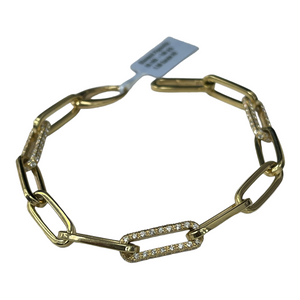 Paper Clip Diamond Bracelet Yellow Gold 14kt