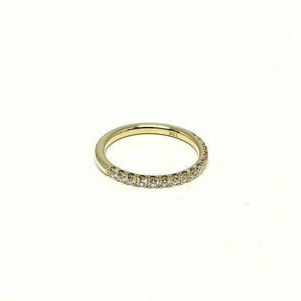 18K Yellow Gold Half Eternity Diamond Band French Pave Microscope Set by Hand
