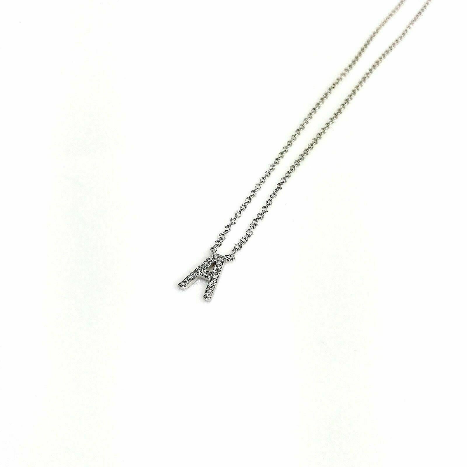 0.06 Carat New Custom Made Initial A Diamond Pendant w 14K Gold Adjustable Chain