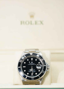 Rolex Non Ceramic Black Submariner Date Stainless Steel Watch Ref 16610