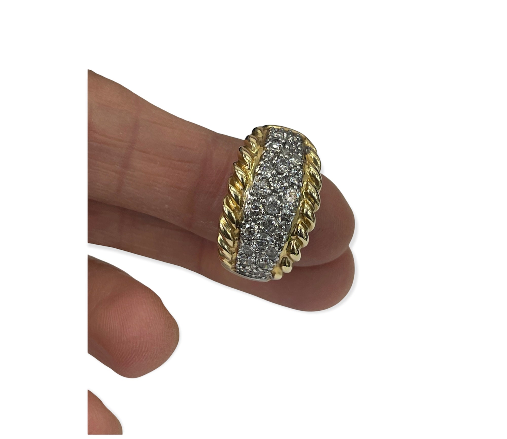 Round Brilliants Cluster Diamond Ring Yellow Gold 14kt
