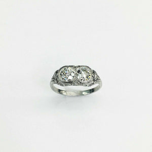 Antique Art Deco Platinum Diamond Wedding Ring Circa 1940's Majority VS Diamonds