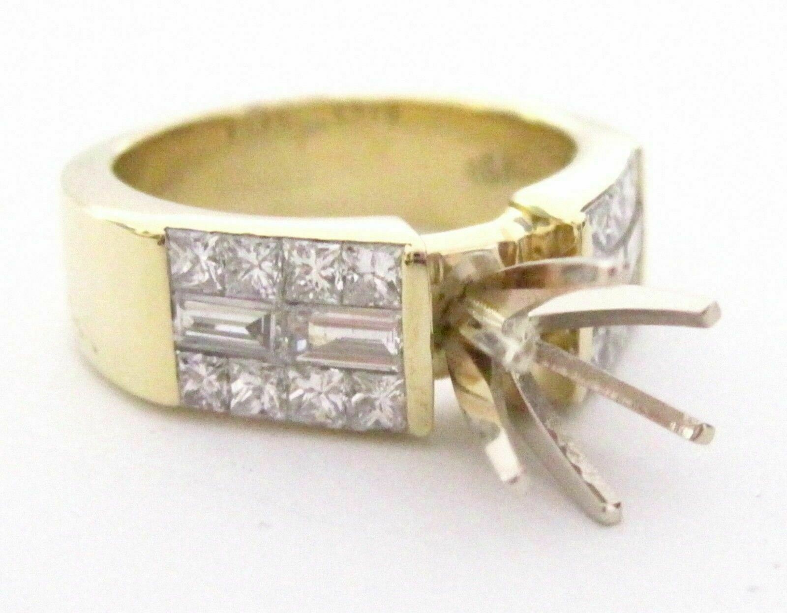 6 Prongs Semi-Mounting for Round Cut Diamond Ring Engagement 18k Yellow Gold