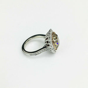 Custom Made 6.99 Carats t.w. Diamond Halo Ring 6.11 Carats Fancy Y/B Center GIA