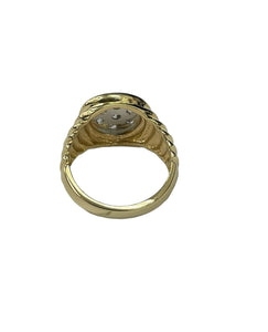 Mens Seven Stone Cluster Diamond Ring Yellow Gold 14kt