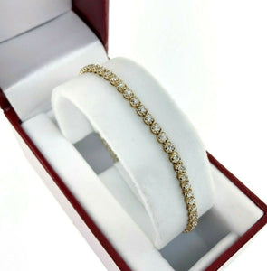 2.50 Carats t.w. Diamond Prong Tennis Bracelet 18K Yellow Gold Round Diamonds