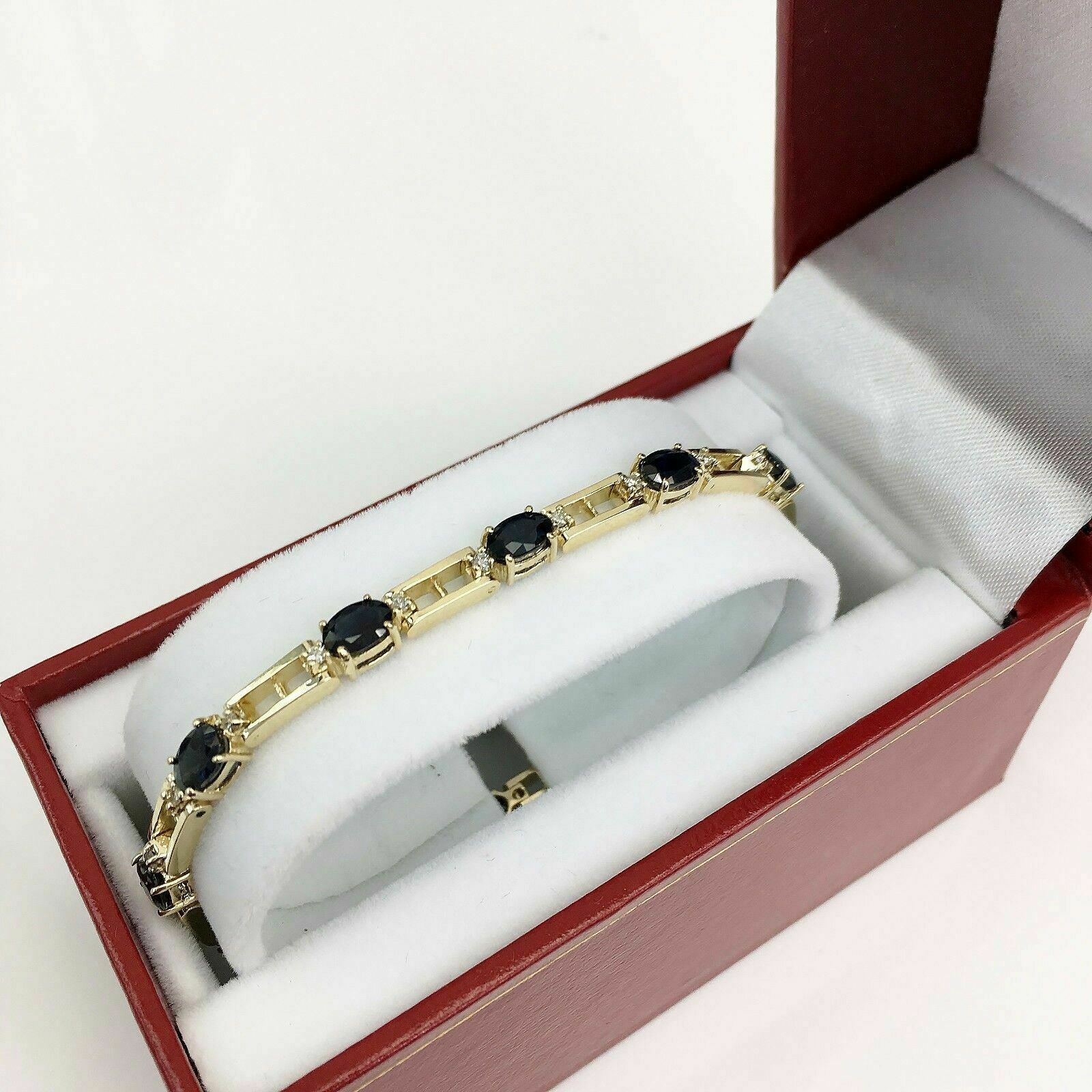 8.42 Caratst.w. Diamond and Sapphire Custom Made Tennis Bracelet 14K Gold 12 Gr