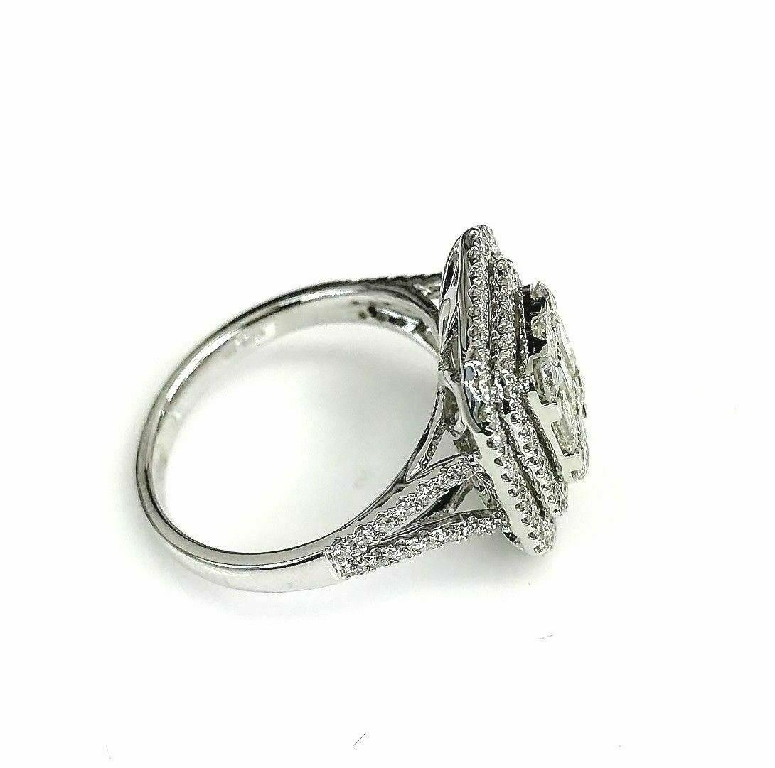 1.40 Carats Diamond Halo Wedding/ Anniversary 18K White Gold Center 3 Carat Size