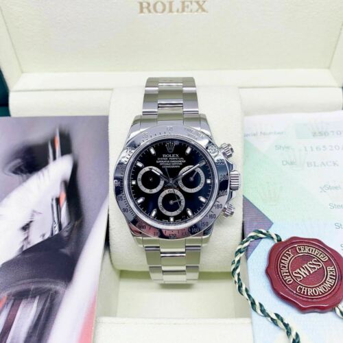 Rolex 40MM Daytona Stainless Watch Ref # 116520 Z Engraved Serial Box Papers