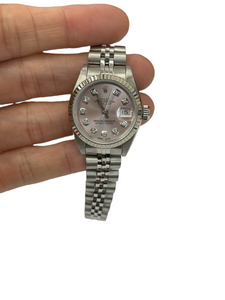 Rolex Lady Datejust 26mm Stainless Steel Watch Refinished Factory Dial 69174