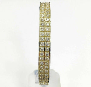 9.75 Carats Double Row Round Brilliant Cut Diamond Tennis Bracelet 14K Gold 29GR