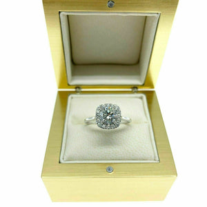 Custom Made 18K Gold Halo Diamond Wedding Ring AGS 1.10 Carats Center Diamond