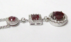 Fine 3 Ruby Pendant Diamond Necklace Double String Diamond by the Yard 14kt WG
