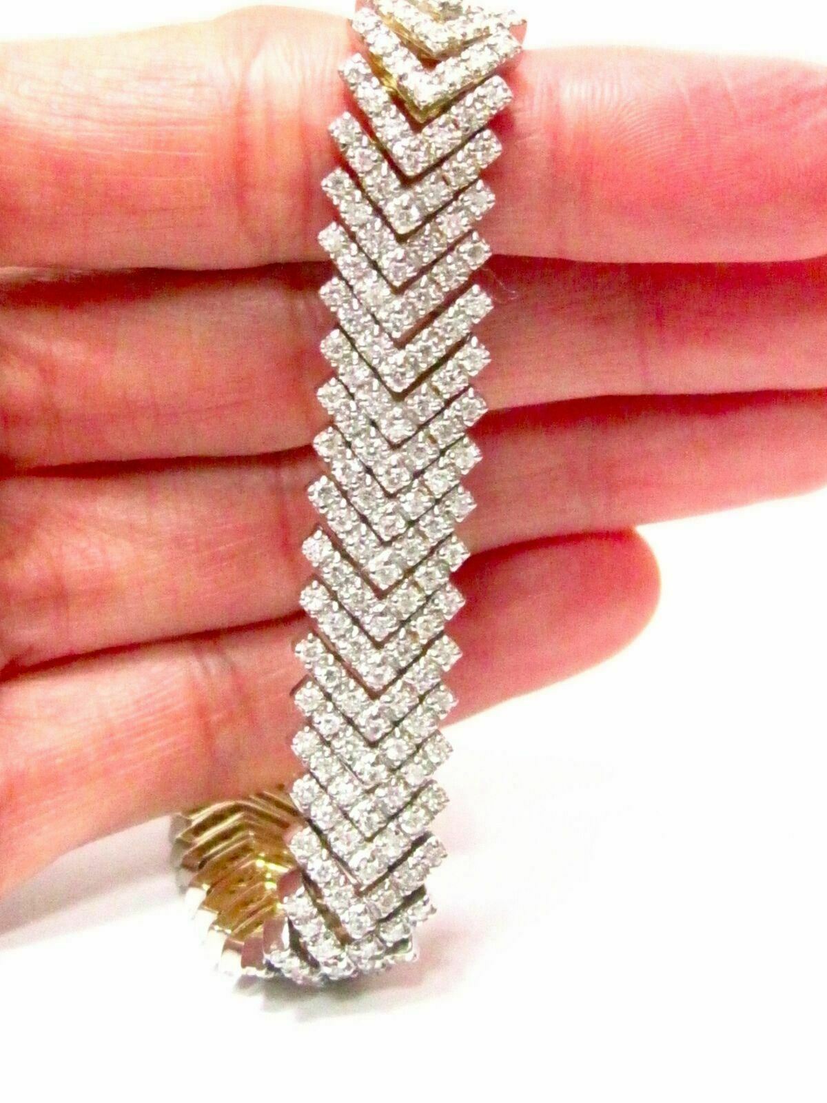 5.65 TCW Round Cut Diamond Tennis Bracelet H VS2 7.5" Long 14k Two-Tone Gold