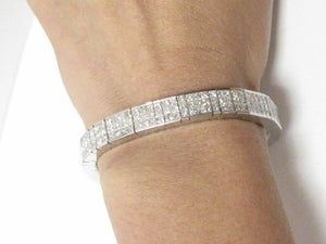 14.39 Carats Four Row Princess Cut Diamond Tennis Bracelet 18kt White Gold