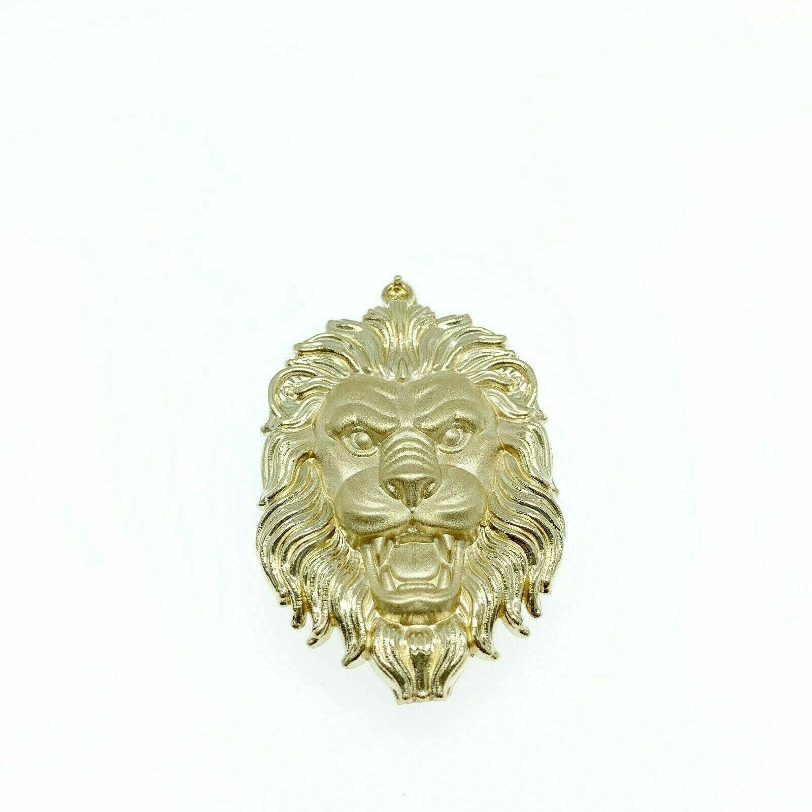 Custom Made Lion's Mane Pendant Solid 14K Yellow Gold 2.90 x 1.60 Inches