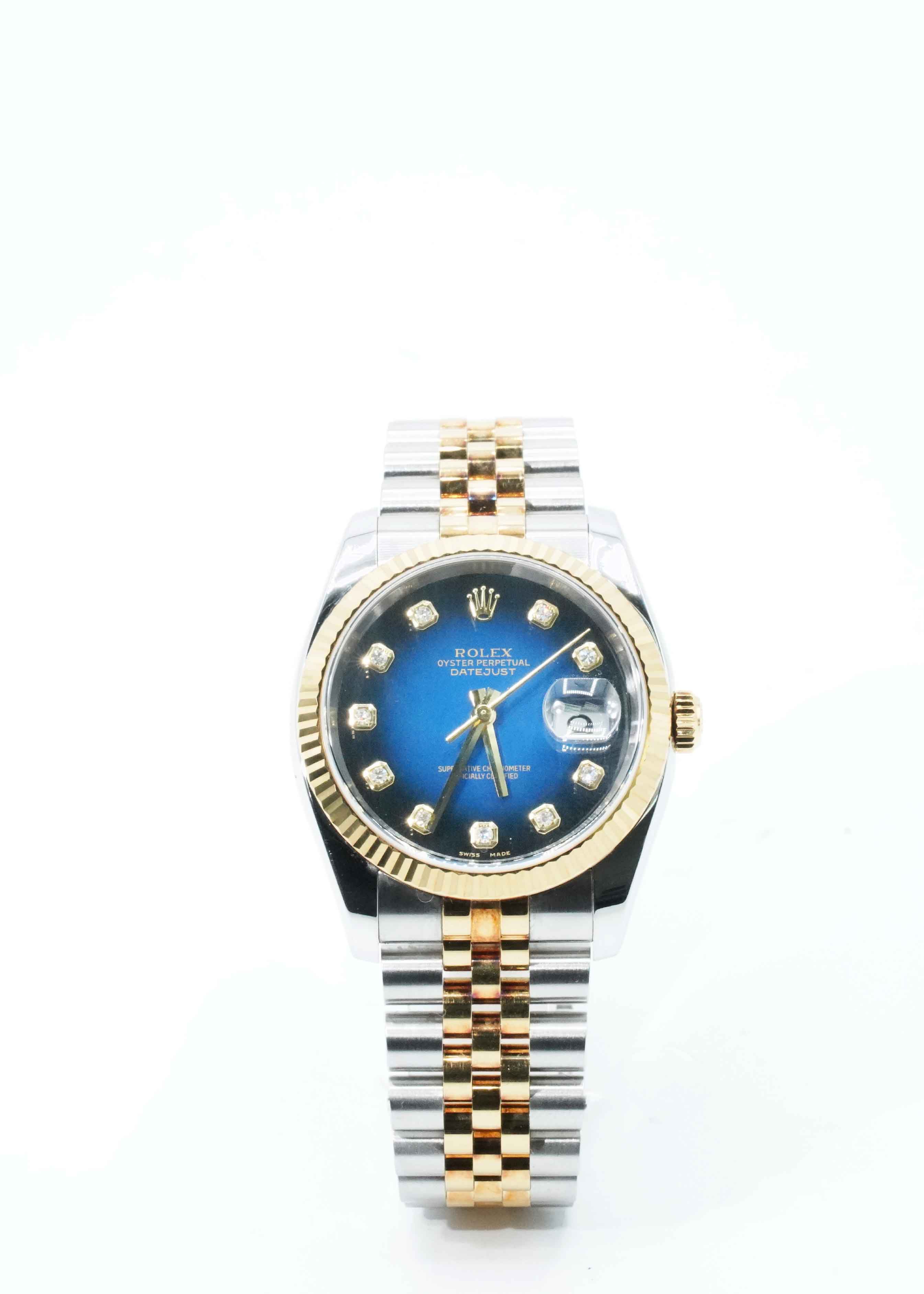 Rolex DateJust 36mm Watch 116233 Factory Blue Vignette *Papers and Tags*