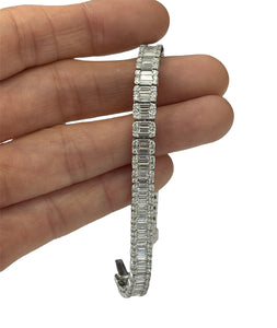 Baguettes Cluster Tennis Diamond Bracelet with Round Brilliants 18kt