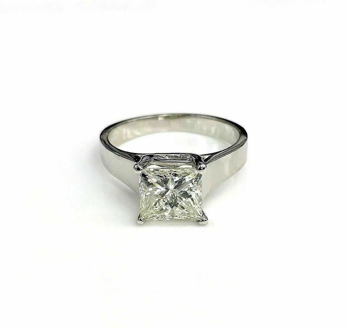 2.13 Carats Princess Cut Diamond Solitaire Wedding Ring EGLUSA $28,400 Appraisal