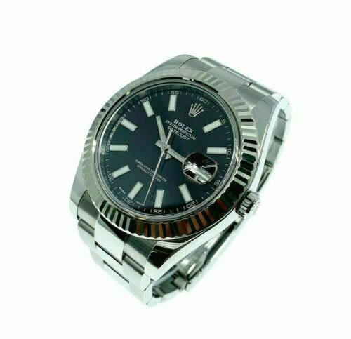 Rolex 41MM Datejust II Watch 18K Fluted Bezel Stainless Steel Ref 116334 w Box