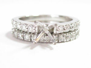 .75 TCW Semi-Mounting Round Diamond Ring Wedding Set 14k White Gold Size 6