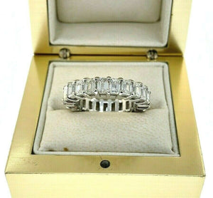 5.61 Carats tw Emerald Cut Diamond Eternity Wedding Anniversary Band Platinum