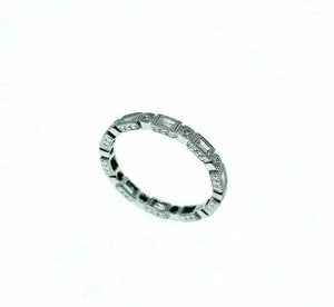 0.40 Carat t.w. Round and Baguette Diamond Stack/Wedding Eternity Ring Millgrain