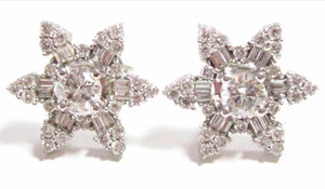 1.65 TCW Baguettes & Rounds Star Shape Diamond Earrings G SI-1 18k White Gold