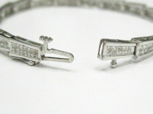 3.30 TCW Princess Cut 2 Row Diamond Bracelet 7.5 Inches 18kt White Gold