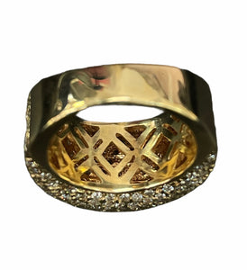 Round Brilliants Pave Semi-Dome Diamond Ring 14kt Yellow Gold