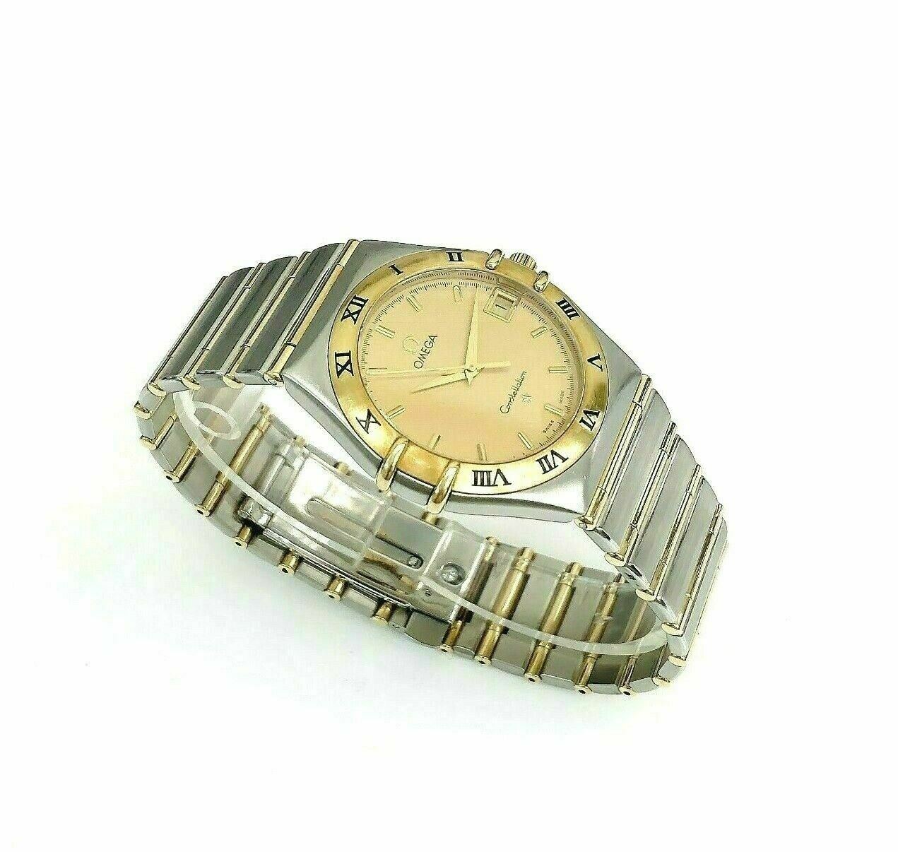 Omega Constellation Full Bar Solid 18 Karat Yellow Gold/Stainless Watch 35MM