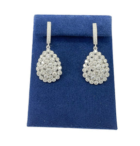 Pear Bubble Diamond Dangle Earrings White Gold 18kt